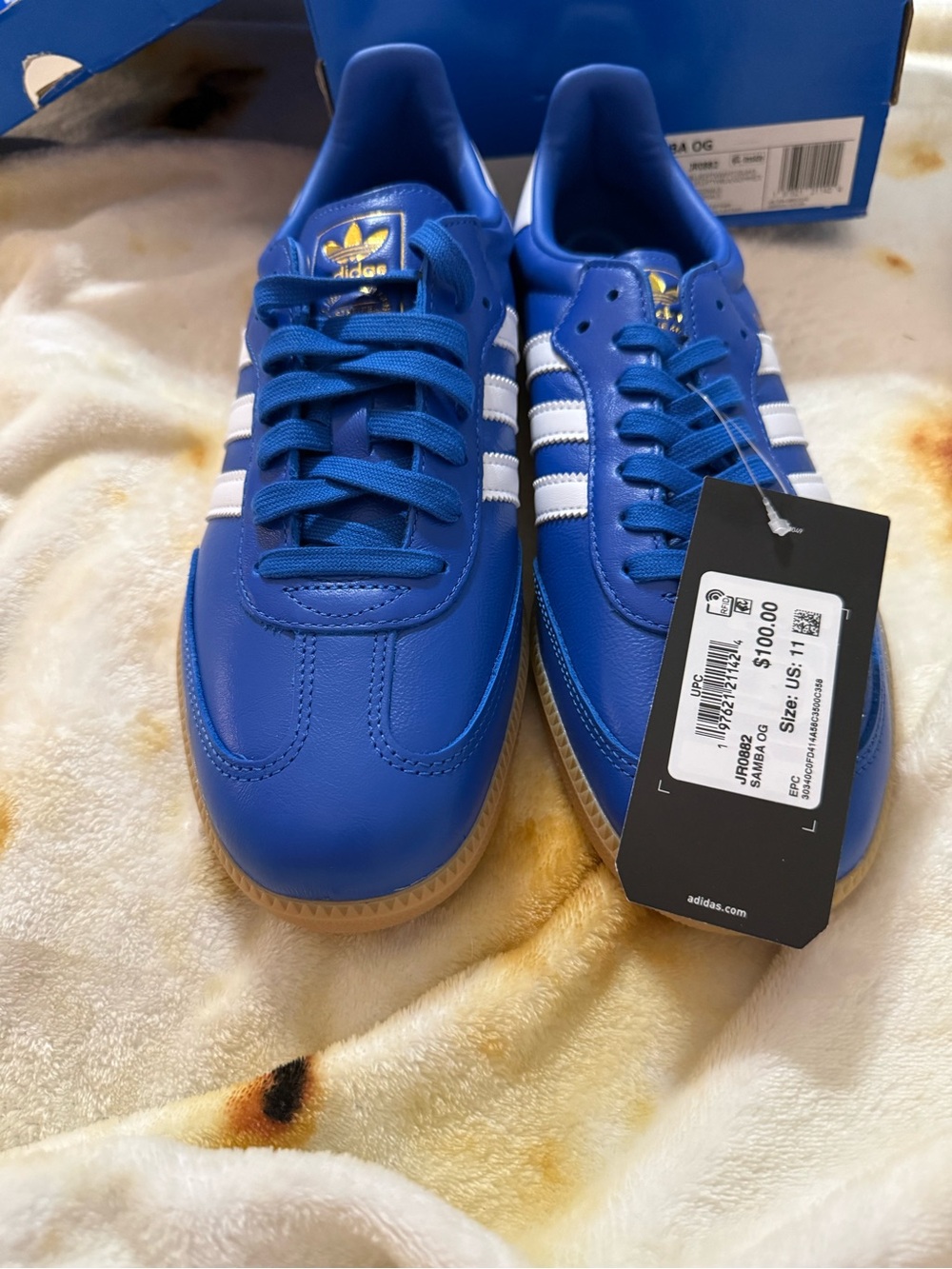 adidas Men’s Samba OG Classic Leather Sneakers - Blue/White